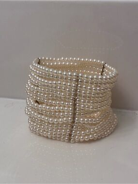 Vintage Antique Multi-Strand Faux Pearl Cuff Bracelet